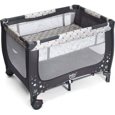 Costway 2 In 1 Reisebett & Laufstall Klappbar, 120 X 60cm Kinderbett, 2 Ebenen Babybett Mit Matratze Und Tragetasche Grau Costway 2 In 1 Reisebett & Laufstall Klappbar, 120 X 60cm Kinderbett, 2 Ebenen Babybett Mit Matratze Und Tragetasche Grau