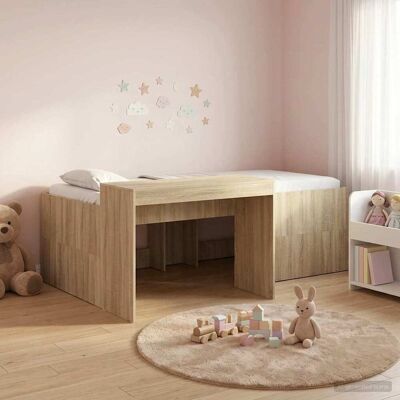 SORRUDER Vidaxl Hochbett Mit Schreibtisch Für Kinder Sonoma-eiche Holzwerkstoff SORRUDER Vidaxl Hochbett Mit Schreibtisch Für Kinder Sonoma-eiche Holzwerkstoff