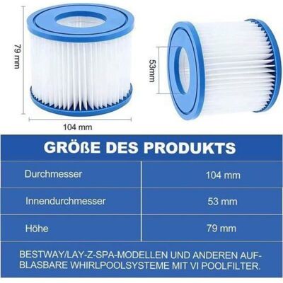 OEM Set Mit 2 Zylindrischen Spa-filtern, Kompatibel Mit Bestway 58323, Miami Palm Springs Poolzubehör OEM Set Mit 2 Zylindrischen Spa-filtern, Kompatibel Mit Bestway 58323, Miami Palm Springs Poolzubehör
