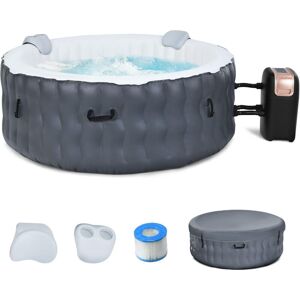 GOPLUS Aufblasbarer Whirlpool für 2-4 Personen, Indoor & Outdoor Beheitzter Pool mit 108 Massagedüsen, Filtersystem, Abdeckung, Whirlpool für Bubble Spa,