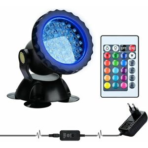 TOVBMUP RGB-Aquarium-Scheinwerfer, Unterwasser-Tauchfischlicht, IP68 wasserdichte LED-Lampe mit Fernbedienung für Gartenteich-Pool-Brunnen (1 Packung)