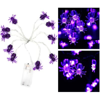 JUTE Lila Halloween-lichterkette Mit Spinnen, 2 M, 10 Leds, Für Halloween-partydekoration, Gruselige Atmosphäre Und Innendekoration (batteriefach). JUTE Lila Halloween-lichterkette Mit Spinnen, 2 M, 10 Leds, Für Halloween-partydekoration, Gruselige Atmosphäre Und Innendekoration (batteriefach).