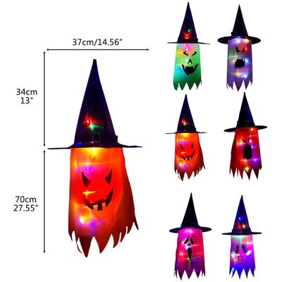 HEAT Halloween-hängedekoration Mit Beleuchteten Geister- Und Hexenhüten (led-lichterkette) – Halloween-hängedekoration Für Bäume, Veranden Und Gärten Im Freien HEAT Halloween-hängedekoration Mit Beleuchteten Geister- Und Hexenhüten (led-lichterkette) – Halloween-hängedekoration Für Bäume, Veranden Und Gärten Im Freien