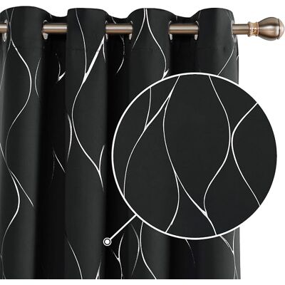 OEM Deconovo 2er-set Verdunkelungsvorhänge Für Mädchen, Modernes Design Für Kleine Fenster, Wärmeisolierend, Kältebeständig, Silberfarbene Ösen, Halloween-schwarz, 140 X 240 Cm OEM Deconovo 2er-set Verdunkelungsvorhänge Für Mädchen, Modernes Design Für Kleine Fenster, Wärmeisolierend, Kältebeständig, Silberfarbene Ösen, Halloween-schwarz, 140 X 240 Cm