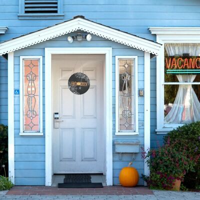 JUTE Halloween-dekorationen Für Zuhause, Fröhliche Halloween-dekorationen, Willkommensschild Mit Spinnennetzmuster, Knotenlos Schwarz JUTE Halloween-dekorationen Für Zuhause, Fröhliche Halloween-dekorationen, Willkommensschild Mit Spinnennetzmuster, Knotenlos Schwarz