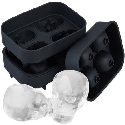 OEM Eiswürfelform Mit Vier Fächern, Zweiteiliges Set, Totenkopf-design, Silikonmaterial, Halloween-gothic-stil, Schwarz. OEM Eiswürfelform Mit Vier Fächern, Zweiteiliges Set, Totenkopf-design, Silikonmaterial, Halloween-gothic-stil, Schwarz.