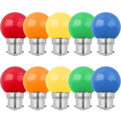 OEM 10er-pack B22 1w Led-farblampen, Bajonettfassung, Entspricht 10w Glühlampe, G45 Mini-globelampen, Rot, Grün, Blau, Orange, Gelb, Für Hochzeiten, Halloween, Weihnachten OEM 10er-pack B22 1w Led-farblampen, Bajonettfassung, Entspricht 10w Glühlampe, G45 Mini-globelampen, Rot, Grün, Blau, Orange, Gelb, Für Hochzeiten, Halloween, Weihnachten