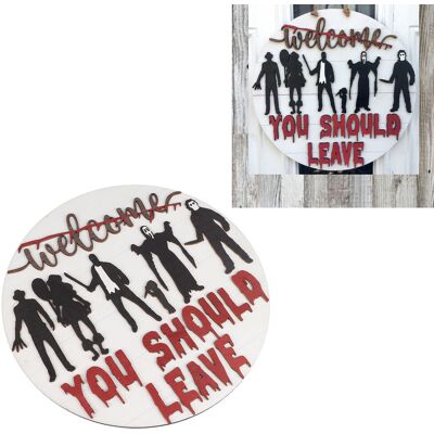 JUTE Gruseliges Willkommensschild Für Die Haustür, Halloween-türkranz, Festliches 3d-türschild JUTE Gruseliges Willkommensschild Für Die Haustür, Halloween-türkranz, Festliches 3d-türschild
