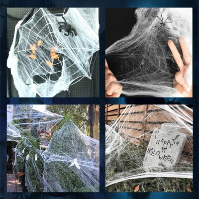 HEAT Im Dunkeln Leuchtende Spinnennetze Aus Baumwolle Für Halloween, Dekorationen Für Drinnen Und Draußen, Für Hauspartys Und Spukhäuser HEAT Im Dunkeln Leuchtende Spinnennetze Aus Baumwolle Für Halloween, Dekorationen Für Drinnen Und Draußen, Für Hauspartys Und Spukhäuser