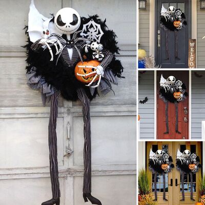 JUTE Gruseliger Kürbiskranz Für Halloween, Türhänger, Party- Und Festaccessoires Mit Furchterregendem Totenkopf JUTE Gruseliger Kürbiskranz Für Halloween, Türhänger, Party- Und Festaccessoires Mit Furchterregendem Totenkopf