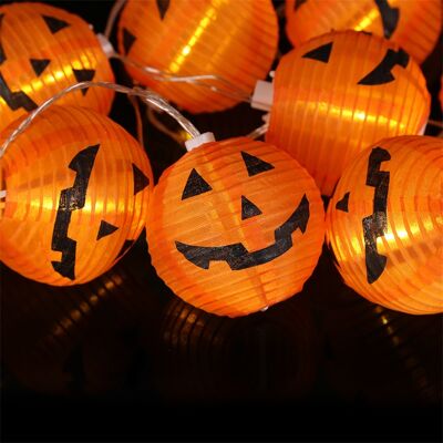 JUTE Dekorative Led-lichterkette In Kürbisform Für Halloween Mit Batteriefach Und 20 Led-kürbislaternen, Verziert Mit Einem Gruseligen Gesicht. JUTE Dekorative Led-lichterkette In Kürbisform Für Halloween Mit Batteriefach Und 20 Led-kürbislaternen, Verziert Mit Einem Gruseligen Gesicht.
