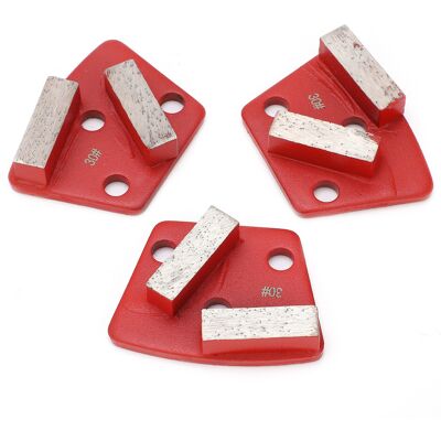 HEAT 3 Stück Diamantschleifschuhe, Trapezförmig, Für Aggressives Betonschneiden, 2 Lange Zähne, Rot, 30 HEAT 3 Stück Diamantschleifschuhe, Trapezförmig, Für Aggressives Betonschneiden, 2 Lange Zähne, Rot, 30