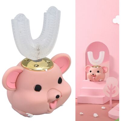 JUTE Elektrische Zahnbürste „happy Mouse“ In Pink, U-form, Für Kinder, Im Cartoon-stil, Wiederaufladbar, Mit Weichen Borsten JUTE Elektrische Zahnbürste „happy Mouse“ In Pink, U-form, Für Kinder, Im Cartoon-stil, Wiederaufladbar, Mit Weichen Borsten