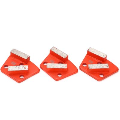 HEAT 3 Stück Diamantschleifschuhe, Trapezförmig, Für Aggressives Betonschneiden, 2 Lange Zähne, Mandarine, 60 HEAT 3 Stück Diamantschleifschuhe, Trapezförmig, Für Aggressives Betonschneiden, 2 Lange Zähne, Mandarine, 60
