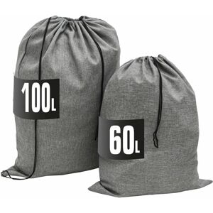 Dunedesign 100l Laundry Bag XXL + 60l Travel Laundry Bag - Large Drawstring Laundry Bags - grau