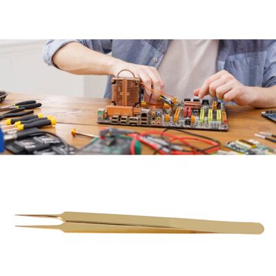 JUTE Vergoldete Pinzette Mit Gebogenen Spitzen Zur Reparatur Von Jumperkabeln Auf Motherboards Spezielle Spitze Für Die Reparatur Von Jumperkabeln. JUTE Vergoldete Pinzette Mit Gebogenen Spitzen Zur Reparatur Von Jumperkabeln Auf Motherboards Spezielle Spitze Für Die Reparatur Von Jumperkabeln.