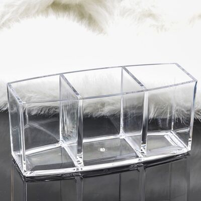 JUTE Transparente Aufbewahrungsbox Mit Drei Fächern Für Make-up-pinsel, Elegantes Und Schlichtes Fach Für Büropinsel Und Augenbrauenstifte. JUTE Transparente Aufbewahrungsbox Mit Drei Fächern Für Make-up-pinsel, Elegantes Und Schlichtes Fach Für Büropinsel Und Augenbrauenstifte.
