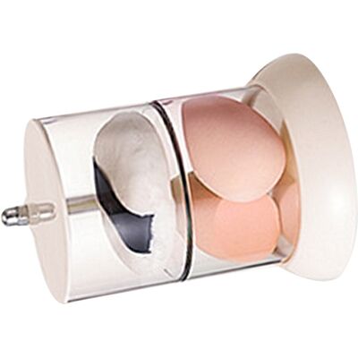 JUTE Mehrschichtiger, Drehbarer Tischständer, Staubdicht Und Atmungsaktiv Für Make-up-schwämme, Weiß - 2-lagige, Drehbare Puderbox. JUTE Mehrschichtiger, Drehbarer Tischständer, Staubdicht Und Atmungsaktiv Für Make-up-schwämme, Weiß - 2-lagige, Drehbare Puderbox.