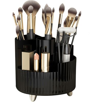 JUTE Luxuriöser, Bohrfreier Schreibtisch-organizer Für Kosmetik- Und Hautpflegeprodukte, Mit Fächern, Großem Fassungsvermögen, Drehbarer Make-up-aufbewahrungsbox, Elegantem Schwarz. JUTE Luxuriöser, Bohrfreier Schreibtisch-organizer Für Kosmetik- Und Hautpflegeprodukte, Mit Fächern, Großem Fassungsvermögen, Drehbarer Make-up-aufbewahrungsbox, Elegantem Schwarz.