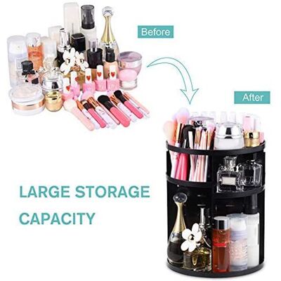HEAT 360° Drehbarer Kosmetik-organizer, Schwarzes Drehbares Make-up-regal, Badezimmeraufbewahrung HEAT 360° Drehbarer Kosmetik-organizer, Schwarzes Drehbares Make-up-regal, Badezimmeraufbewahrung