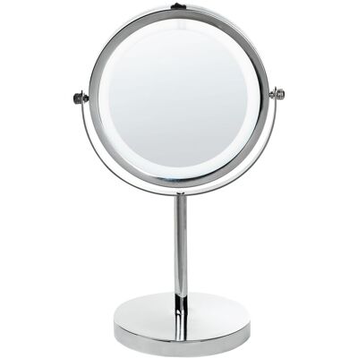 Beliani - Kosmetikspiegel Silber Dia. 20 Cm Metall Mit Led Beleuchtung Vergrößerung Rund Glamour Modern Für Badezimmer Für Schminktisch Beliani - Kosmetikspiegel Silber Dia. 20 Cm Metall Mit Led Beleuchtung Vergrößerung Rund Glamour Modern Für Badezimmer Für Schminktisch