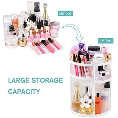 HEAT 360° Drehbarer Kosmetik-organizer, Weiß – Drehbarer Kosmetik-organizer Mit Deckel, Aufbewahrungsbox Für Make-up Und Accessoires HEAT 360° Drehbarer Kosmetik-organizer, Weiß – Drehbarer Kosmetik-organizer Mit Deckel, Aufbewahrungsbox Für Make-up Und Accessoires