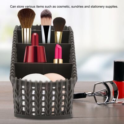 HEAT Aufbewahrungsbox Aus Rattan Mit Gitterstruktur Für Schreibtisch, Organizer Für Kosmetik Und Accessoires, Dunkelgrau, Vielseitige Aufbewahrungsmöglichkeit Für Make-up Und Zubehör. HEAT Aufbewahrungsbox Aus Rattan Mit Gitterstruktur Für Schreibtisch, Organizer Für Kosmetik Und Accessoires, Dunkelgrau, Vielseitige Aufbewahrungsmöglichkeit Für Make-up Und Zubehör.