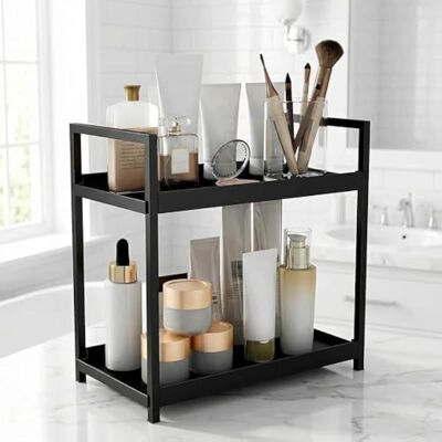 OEM 2-stöckiger Make-up-organizer, Kosmetikaufbewahrung Aus Metall, Schminktisch-organizer 30x17x30 Cm, Schwarzes Badezimmerregal, Für Schönheitsprodukte Und Gewürze OEM 2-stöckiger Make-up-organizer, Kosmetikaufbewahrung Aus Metall, Schminktisch-organizer 30x17x30 Cm, Schwarzes Badezimmerregal, Für Schönheitsprodukte Und Gewürze