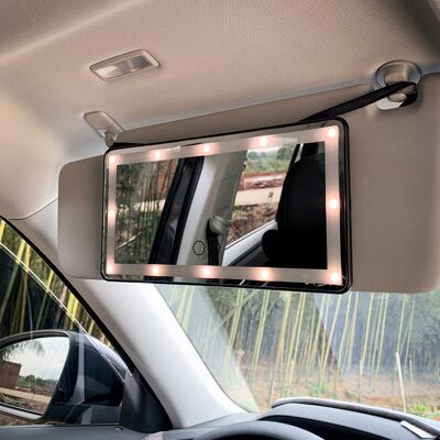 HEAT Wiederaufladbarer Led-touchscreen-kosmetikspiegel Fürs Auto, Kapazitive Helligkeitsregelung, Schwarzer Kosmetikspiegel Für Make-up Und Reparaturen, Touchscreen HEAT Wiederaufladbarer Led-touchscreen-kosmetikspiegel Fürs Auto, Kapazitive Helligkeitsregelung, Schwarzer Kosmetikspiegel Für Make-up Und Reparaturen, Touchscreen
