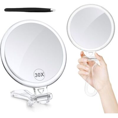 OEM Kosmetikspiegel Mit 30-facher Vergrößerung, Doppelseitig (1x/30x), Handspiegel Mit Griff – Kosmetikspiegel Für Reisen, Augenbrauenformen Und Make-up OEM Kosmetikspiegel Mit 30-facher Vergrößerung, Doppelseitig (1x/30x), Handspiegel Mit Griff – Kosmetikspiegel Für Reisen, Augenbrauenformen Und Make-up
