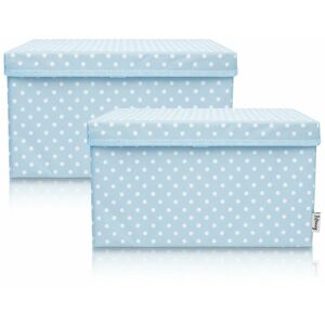 LIFENEY 2-Set Aufbewahrungsbox Kinder (37x25x21cm) i Aufbewahrungskorb für Kinderzimmer und Wohnbereich i Kinder Aufbewahrungskiste (Hellblau Punkte)-833139