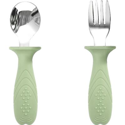 OEM Babybesteck-set – 2-teilig – Kinderlöffel- Und Gabelset – Edelstahl Und Lebensmittelechtes Silikon – Kinderbesteck-set OEM Babybesteck-set – 2-teilig – Kinderlöffel- Und Gabelset – Edelstahl Und Lebensmittelechtes Silikon – Kinderbesteck-set
