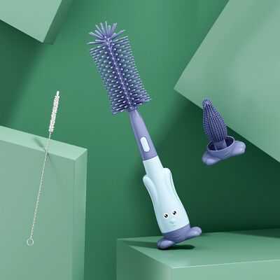 HEAT Babyflaschen-reinigungsbürsten-set Mit Clip, Aus Lebensmittelechtem Silikon, Geruchlos Und Umweltfreundlich (blau). HEAT Babyflaschen-reinigungsbürsten-set Mit Clip, Aus Lebensmittelechtem Silikon, Geruchlos Und Umweltfreundlich (blau).