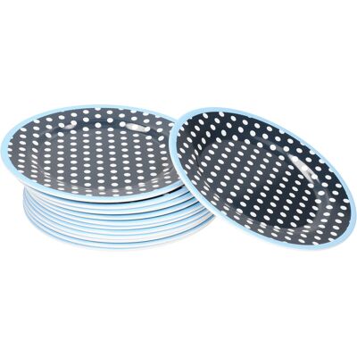 HEAT 12-teiliges Hochwertiges Salatteller-set Aus Porzellanimitat, Geschirr, Für Den Hausgebrauch, Dunkelblaue Punkte HEAT 12-teiliges Hochwertiges Salatteller-set Aus Porzellanimitat, Geschirr, Für Den Hausgebrauch, Dunkelblaue Punkte