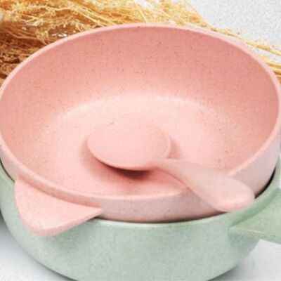 JUTE Weizenstrohschale Für Kinder Mit Löffel, Biologisch Abbaubare Und Umweltfreundliche Reisschale, Dessertschale, Geschirrset JUTE Weizenstrohschale Für Kinder Mit Löffel, Biologisch Abbaubare Und Umweltfreundliche Reisschale, Dessertschale, Geschirrset