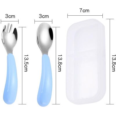 2-teiliges Kinder-edelstahlbesteck-set, 1 X Gabel Und 1 X Löffel Für Kinder Und Babys Zu Hause In Der Schule (blau) - Minkurow 2-teiliges Kinder-edelstahlbesteck-set, 1 X Gabel Und 1 X Löffel Für Kinder Und Babys Zu Hause In Der Schule (blau) - Minkurow