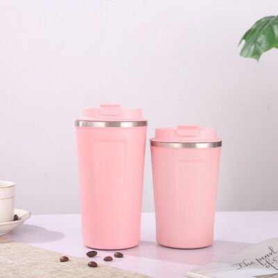 JUTE Stilvoller Und Tragbarer Becher Aus Edelstahl 304, Isoliert Für Heiße Und Kalte Getränke, Konkav-konvexe Form, Nordisches Rosa, 510 Ml JUTE Stilvoller Und Tragbarer Becher Aus Edelstahl 304, Isoliert Für Heiße Und Kalte Getränke, Konkav-konvexe Form, Nordisches Rosa, 510 Ml