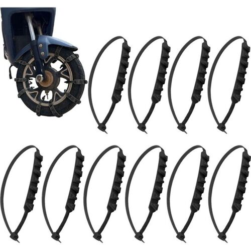 RICEEL 10 Stück rutschfeste Winterschneeketten für Motorräder, Universal-Schneeketten, Notfall-Reifenketten für Motorräder, Fahrräder und E-Bikes