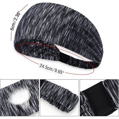 HEAT Bandeau De Sport Pour Vélo, Tennis, Cyclisme, Extensible Et Respirant, Rayé Gris HEAT Bandeau De Sport Pour Vélo, Tennis, Cyclisme, Extensible Et Respirant, Rayé Gris