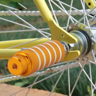 HEAT Fahrrad-metall-hochleistungs-fußständer, Hintere Stunt-fußrasten, Fahrradzubehör (golden) HEAT Fahrrad-metall-hochleistungs-fußständer, Hintere Stunt-fußrasten, Fahrradzubehör (golden)