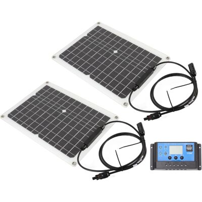 HEAT 2-teiliges Solarmodul-set, 50 W Monokristallines Silizium-solarpanel Mit 10-a-laderegler Für Auto, Yacht Und Wohnmobil HEAT 2-teiliges Solarmodul-set, 50 W Monokristallines Silizium-solarpanel Mit 10-a-laderegler Für Auto, Yacht Und Wohnmobil