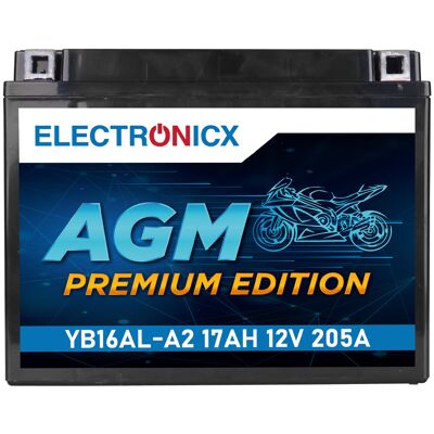 Electronicx Agm Motorradbatterie 12v 17ah 205a/en Yb16al-a2 - Wartungsfrei, Langlebig, Hohe Startleistung - Ersatz Für, 51616 - Premium Batterie 12v Electronicx Agm Motorradbatterie 12v 17ah 205a/en Yb16al-a2 - Wartungsfrei, Langlebig, Hohe Startleistung - Ersatz Für, 51616 - Premium Batterie 12v