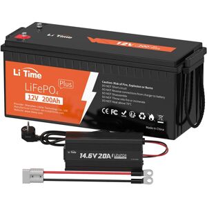 12V200Ah plus LiFePO4 Batterie & 12V 20A Lithium Batterieladegerät (Zwei Pakete werden separat versendet) - Litime