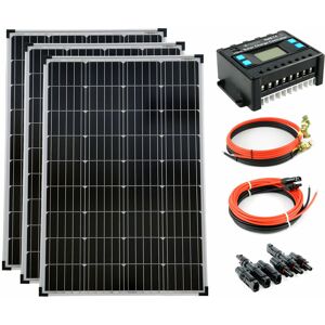 SOLARTRONICS Komplettset 3x100 Watt Monokristallin 5-Busbars 20A Laderegler 12V / 24V Kabel