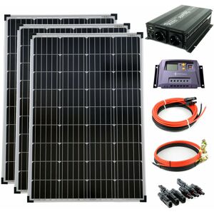 SOLARTRONICS Komplettset 3x100Watt 12Volt 1000mm Spannungswandler 1500W 20A Laderegler gelb Inselanlage