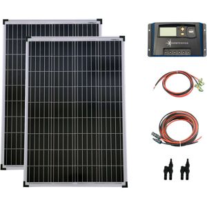 SOLARTRONICS Set 2x100W Poly Solar Modul 20A Laderegler gelb Kabel Stecker