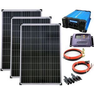 SOLARTRONICS Set 3x100W Poly Solar Modul 20A Laderegler gelb Spannungswandler FS1500D 1500W Kabel Stecker