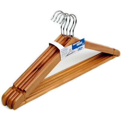 OEM Cintres Droits Avec Barrette Bois Verni Lot De 5 OEM Cintres Droits Avec Barrette Bois Verni Lot De 5