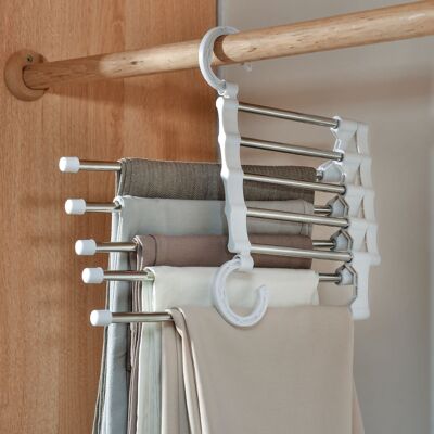HEAT Kleiderbügel Aus Edelstahl, Multifunktionaler, Klappbarer Und Ausziehbarer Hosenhalter, Weiß. HEAT Kleiderbügel Aus Edelstahl, Multifunktionaler, Klappbarer Und Ausziehbarer Hosenhalter, Weiß.