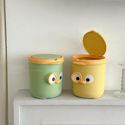 JUTE Kleiner, Niedlicher Und Kreativer Mülleimer Im Cartoon-stil Mit Deckel, Ideal Für Büro Und Zuhause, Geeignet Für Schlafzimmer Und Büro, In Gelb. JUTE Kleiner, Niedlicher Und Kreativer Mülleimer Im Cartoon-stil Mit Deckel, Ideal Für Büro Und Zuhause, Geeignet Für Schlafzimmer Und Büro, In Gelb.